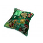 Jaipuri Patch Work Design Cotton Cushion Covers in Green Color Size 17x17 Inch